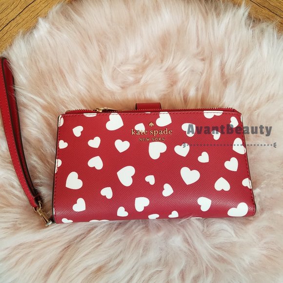 NWT Kate Spade Staci Boxed Heart Pop Printed Phone Wallet Wristlet White V Day - Picture 2 of 7